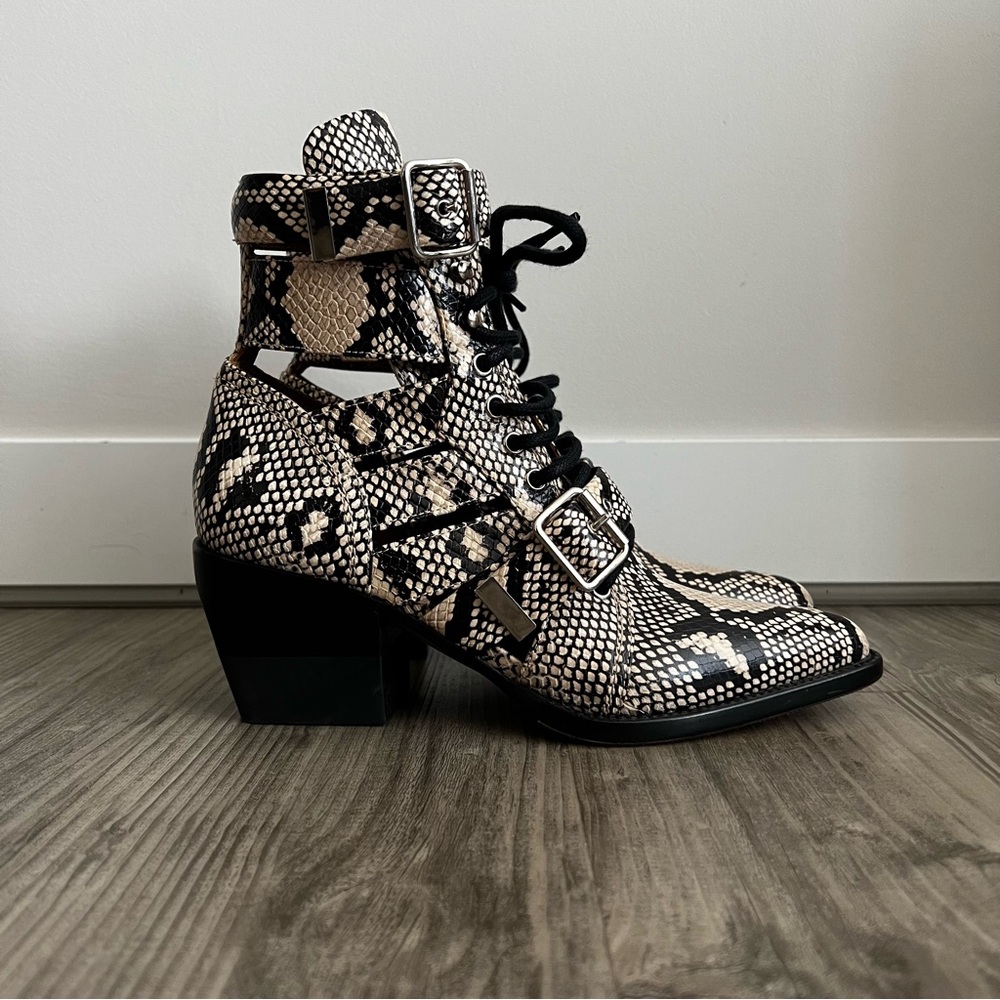 CHLOE • Rylee Python Leather Boots - Picture 2 of 16